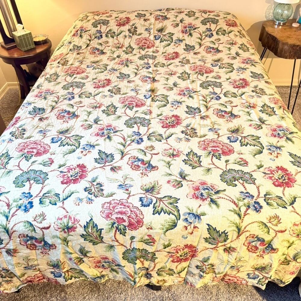 Cuddledown Duvet Cover Floral Paisley Retired 100% Linen Oversized Queen 95x95"